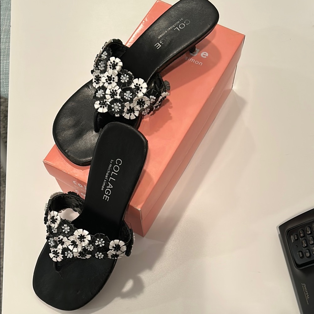 Collage by Michael Simon Vintage Beaded Flower Sandals